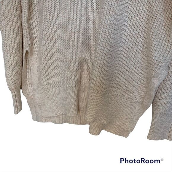 Abound Beige Oatmeal Light Heather Cozy Mock Neck Dolman Tunic Sweater - Picture 5 of 8